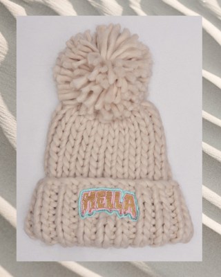  HELLA POMPON CREAM BEANIE
