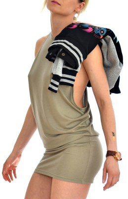 Khaki Low Cut Dress