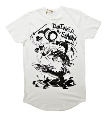  T-SHIRT WATATSUMI B&W FRONT LONGER LENGTH 